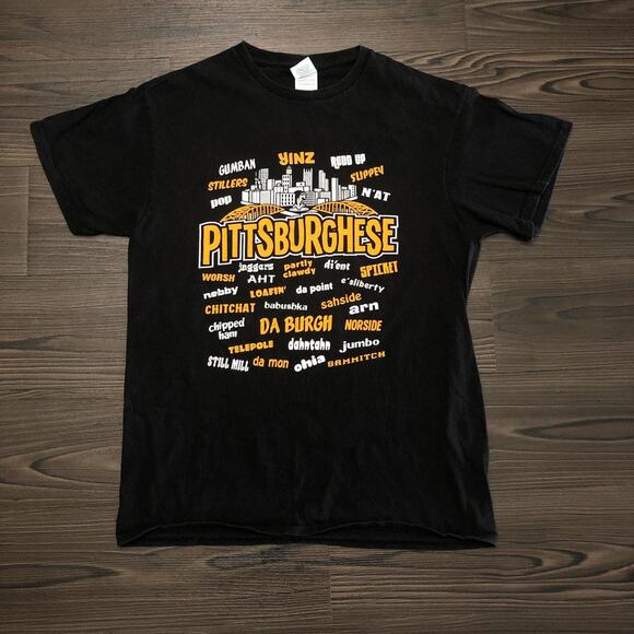 Black ‘Pittsburghese’ Slang Graphic Tee - Picture 1 of 4